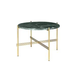 GUBI | TS Coffee Table - Rund - Ø55, Stel Messing, Farve Grøn marmor
