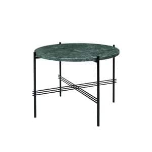 GUBI | TS Coffee Table - Rund - Ø55, Stel Sort, Farve Grøn marmor