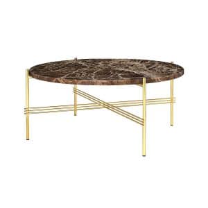 GUBI | TS Coffee Table - Rund - Ø80, Stel Messing, Farve Brun marmor