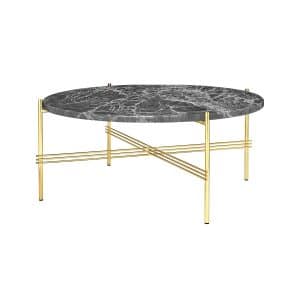 GUBI | TS Coffee Table - Rund - Ø80, Stel Messing, Farve Grå marmor