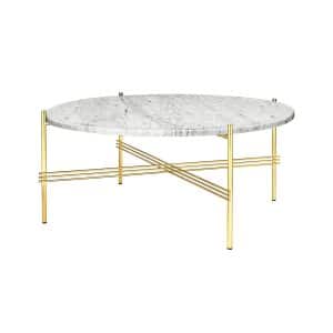GUBI | TS Coffee Table - Rund - Ø80, Stel Messing, Farve Hvid marmor