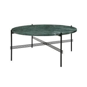 GUBI | TS Coffee Table - Rund - Ø80, Stel Sort, Farve Grøn marmor